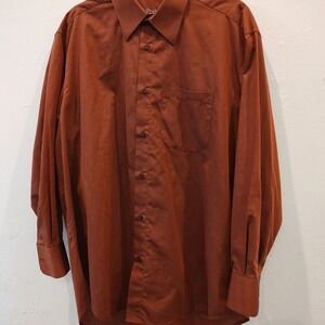 Fratelli Moda Rust Red Italian Long Sleeve‎ Button Up Business Casual Sz 16.5